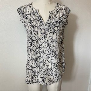 Cynthia Rowley Black & White Snake Print Silk Top Size Small